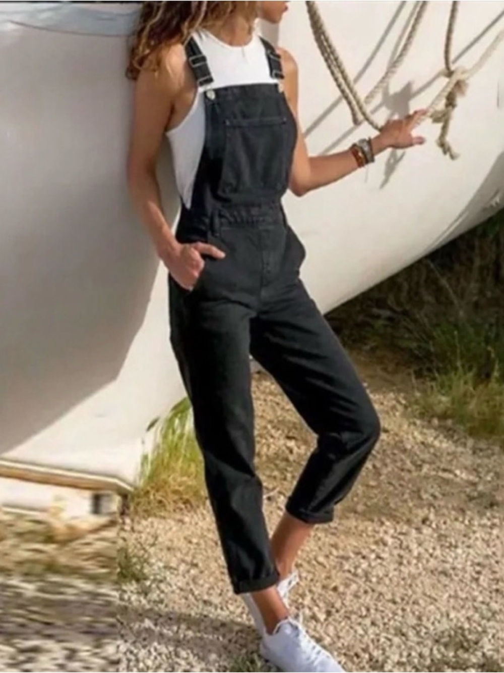 Topshop Black Denim Women's Overalls